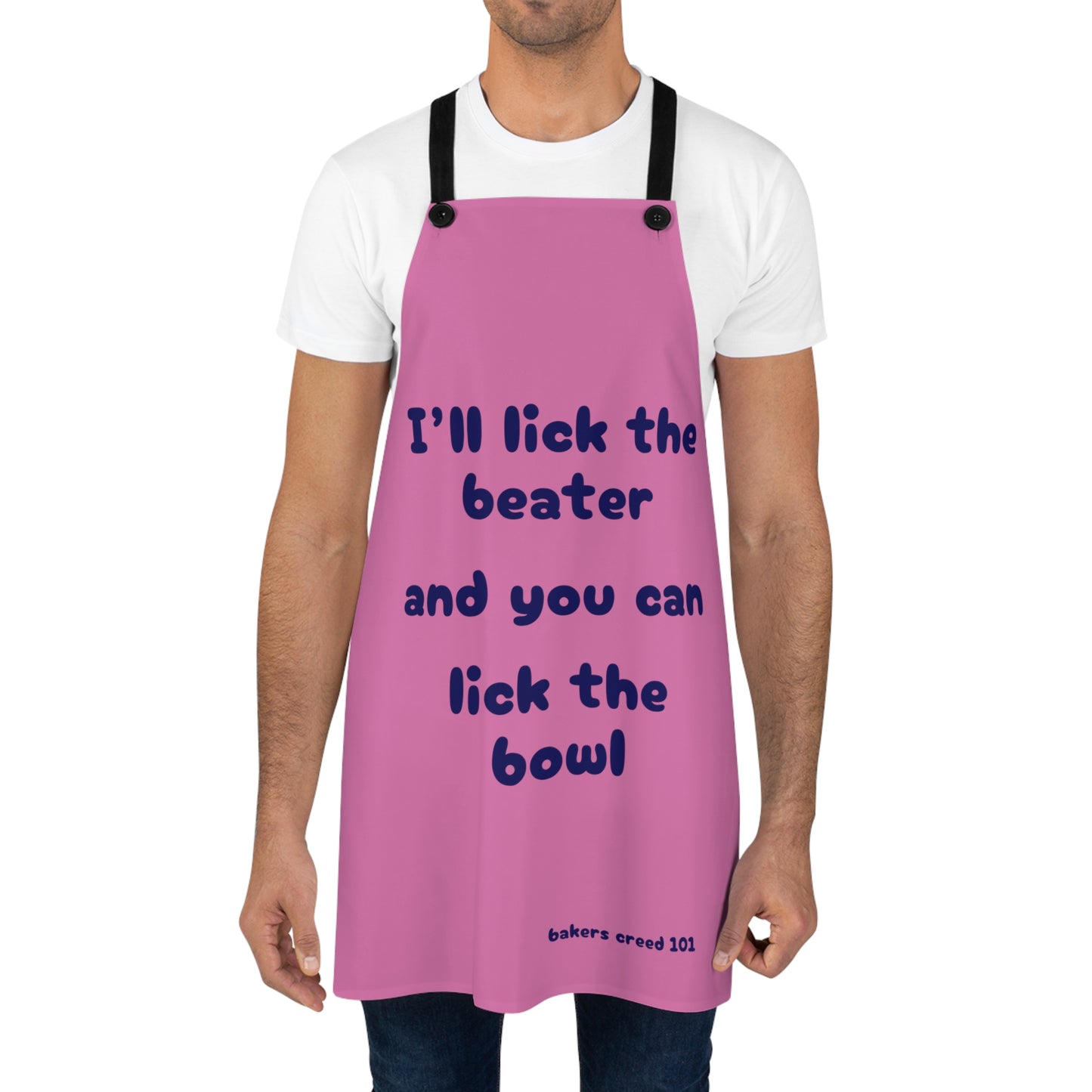 "I'll lick the beater and you can lick the bowl" (blue on pink) Apron BB110blpk