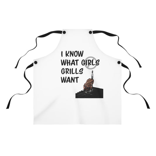 "I know what grills want" (black on white) Apron G670bw