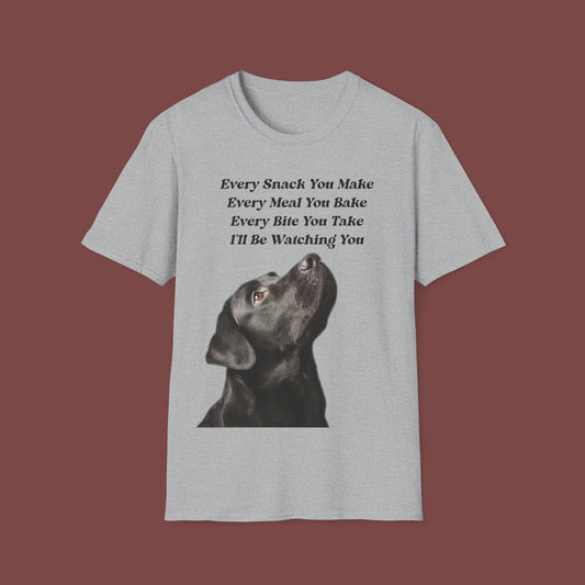 "Every Snack You Make - Black Lab" Unisex Short Sleeve T-Shirt ESYM.SS03bl