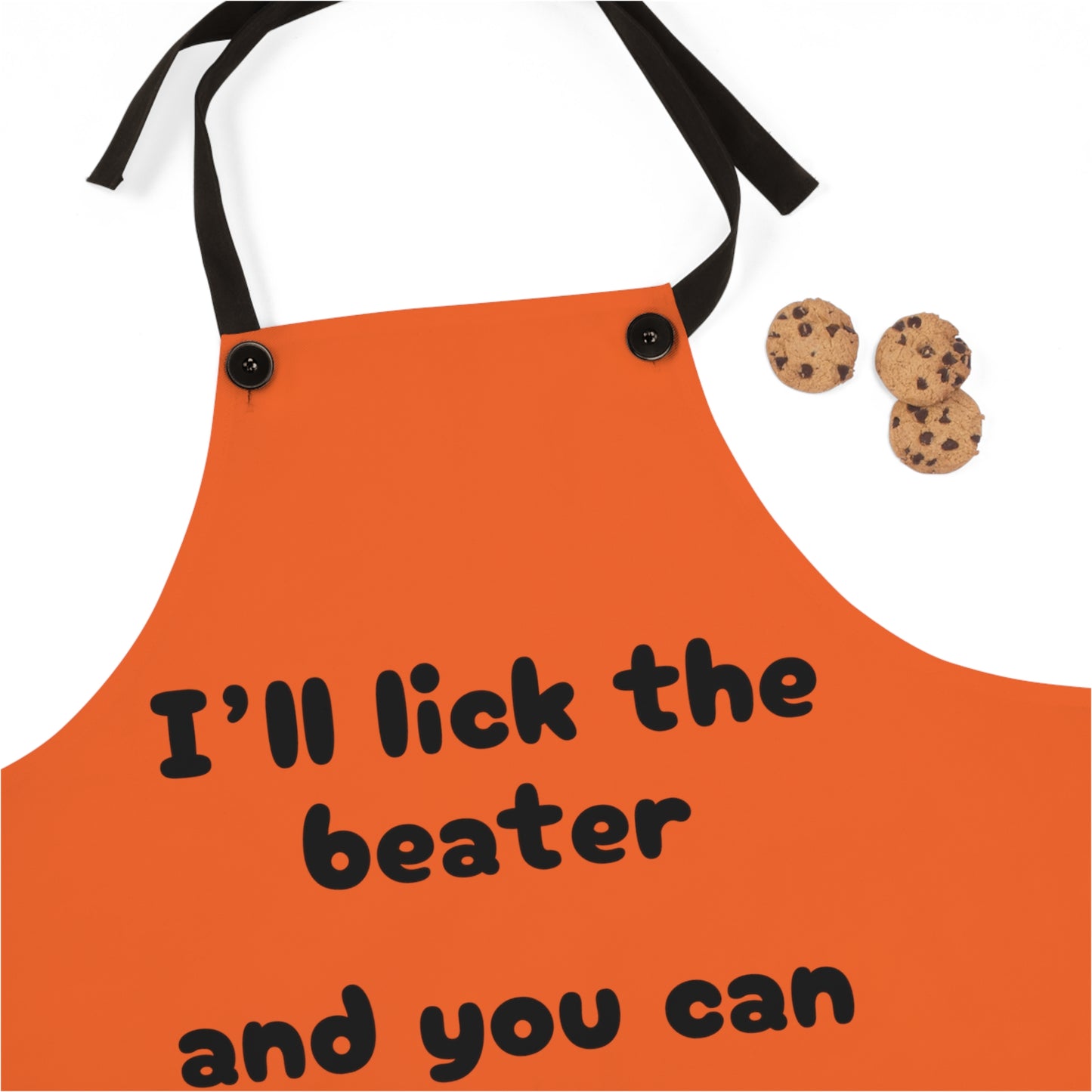 "I'll lick the beater and you can lick the bowl" (black on orange) Apron BB100bo