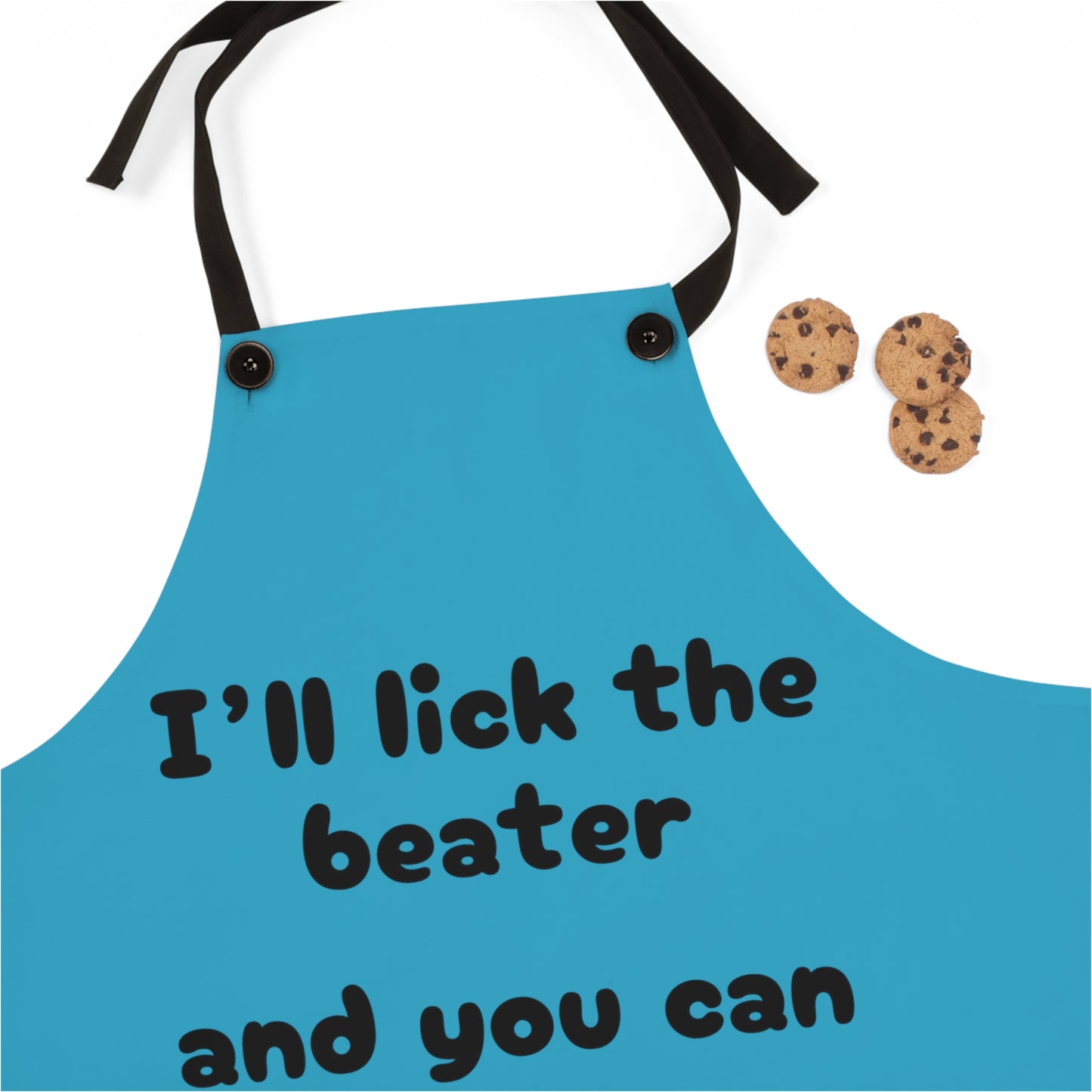 "I'll lick the beater and you can lick the bowl" (black on turquoise) Apron BB100bt