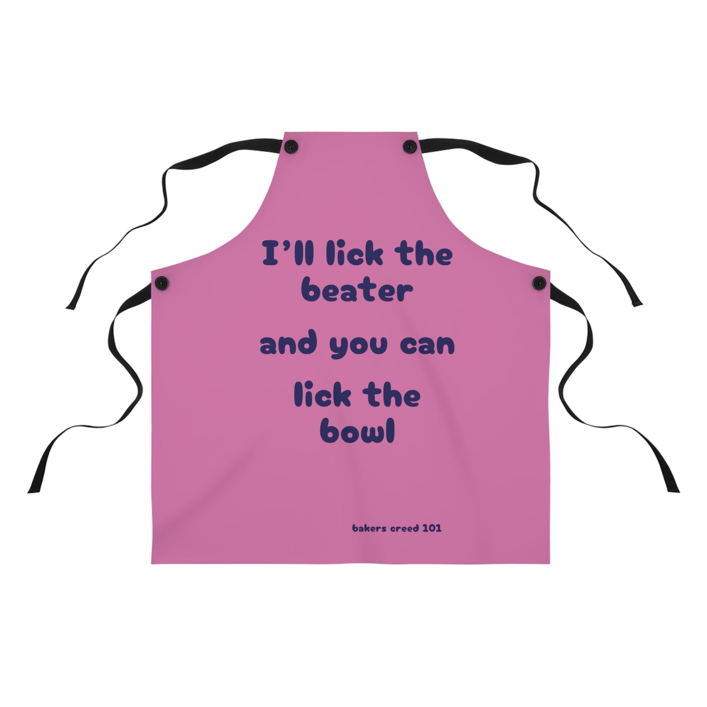 "I'll lick the beater and you can lick the bowl" (blue on pink) Apron BB110blpk