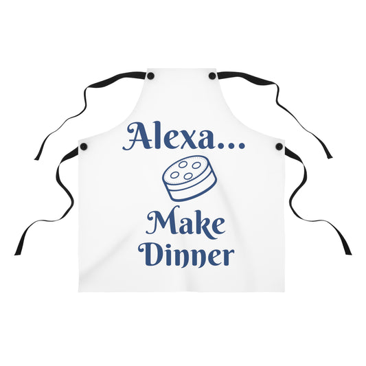 "Alexa... Make Dinner" (blue on white) Apron MD20sbw